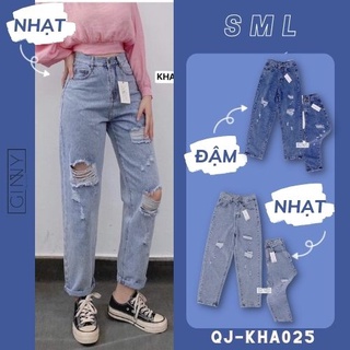 Quần Baggy Nữ Jean Hack Dáng KHA-025 | Quần Baggy Jean Cạp Cao | Vải Jean Wash Xịn | Hàng Đẹp | GinHouseShop