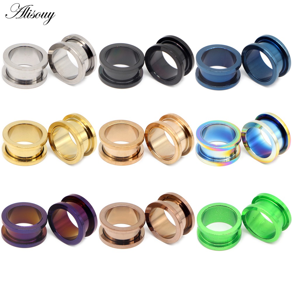 Alisouy Set 2 Khuyên Nong Tai Bằng Thép Không Gỉ 316l 2-30mm Cá Tính