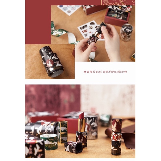 Set bộ băng dán washi tape ánh nhũ cổ trang / phản quang