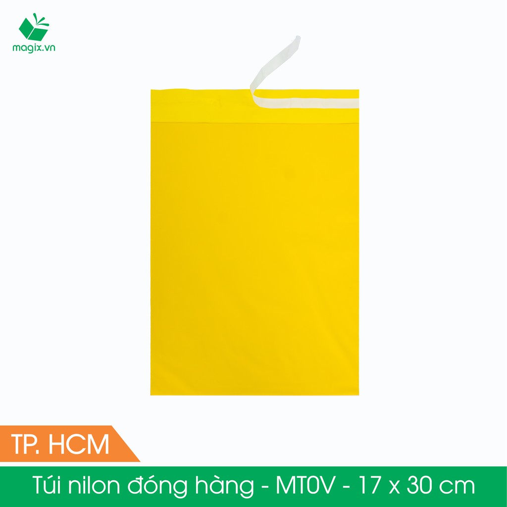 MT0V - 17x30 cm - Túi nilon gói hàng - 300 túi niêm phong đóng hàng màu vàng