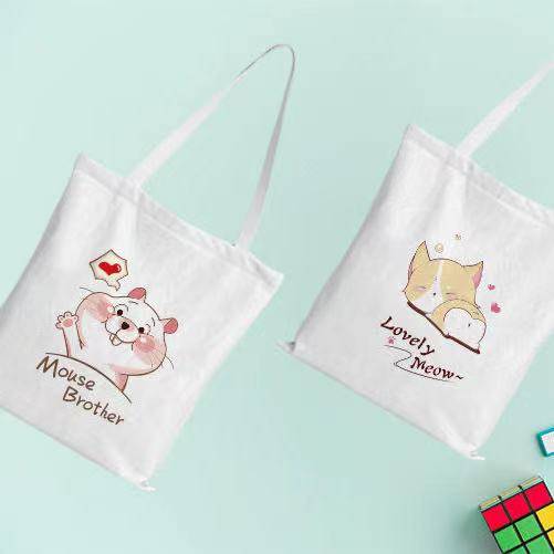 [Spot] canvas bag Korean version of female student shoulder bag handbag white cloth bag bag bag environmental bag shopping bag bag bag 12