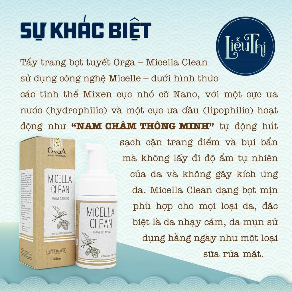 Tẩy Trang Bọt Tuyết Micella Clean - Hút Sạch Cặn Bẩn Cho Mọi Loại Da, Le'Orga 100ml | BigBuy360 - bigbuy360.vn
