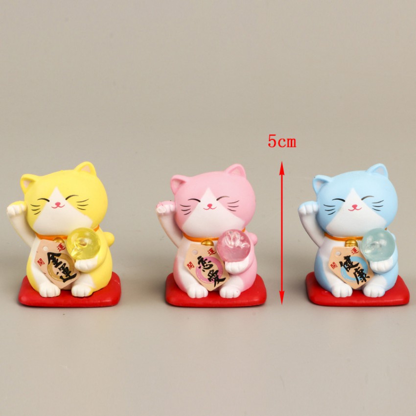 Tượng Mèo May Mắn Cầm Ngọc  Size 5 cm - Đồ Trang Trí Nhỏ, Đồ Trang Trí Sáng Tạo