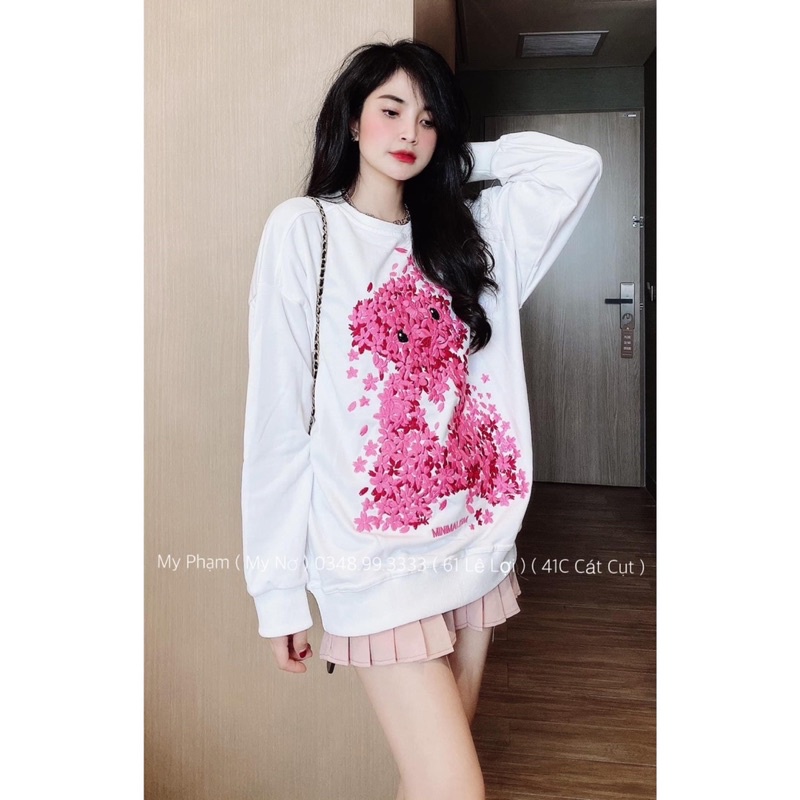 Sét áo gấu hoa + chân váy tennis hồng TTB