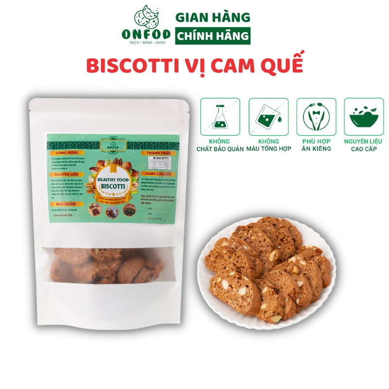 Bánh ăn kiêng giảm cân biscotti ONFOD vị cam quế dành cho người tiểu đường, ăn kiêng, giảm cân 250g