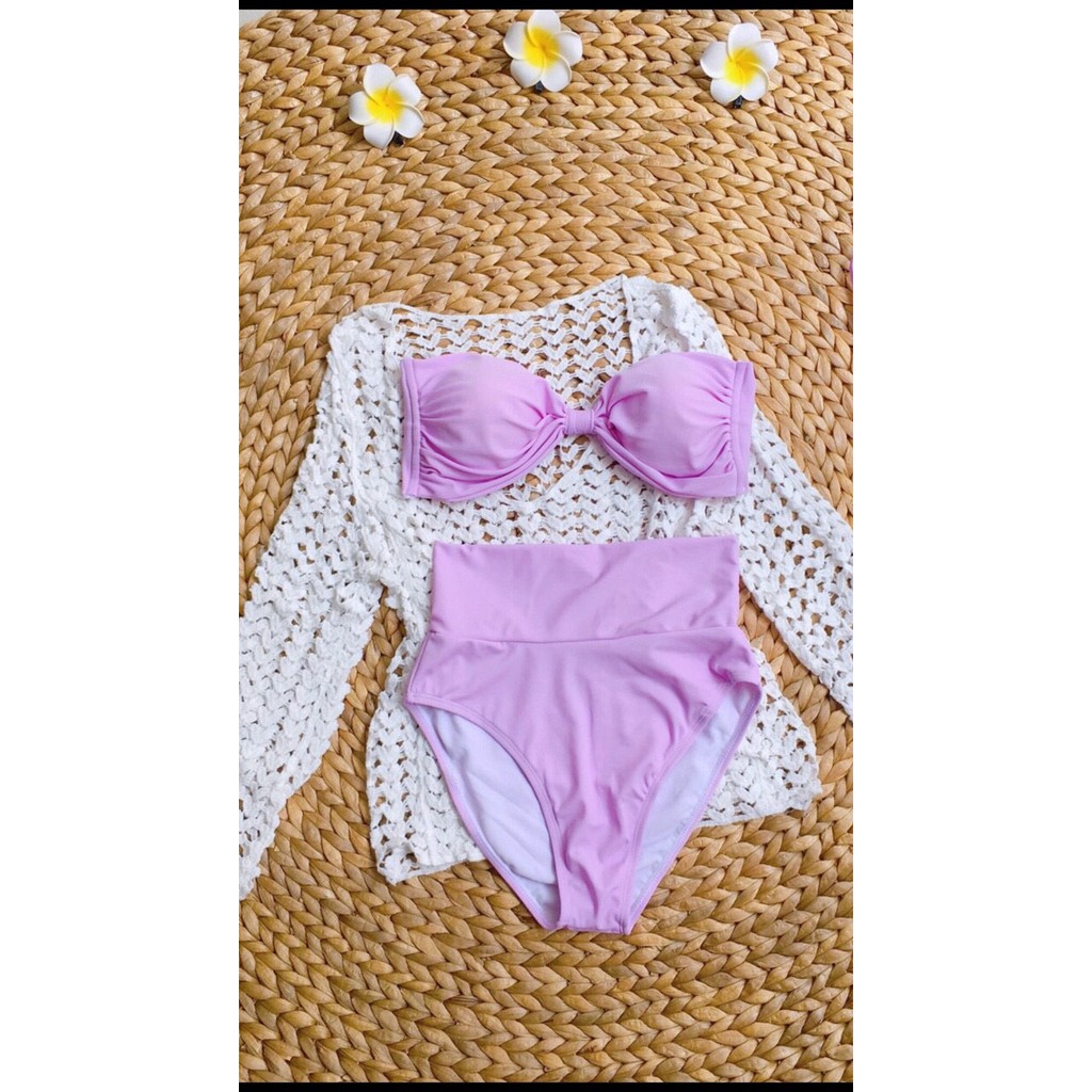 Bikini 2 Mảnh Đi Biển Nơ Cúp Ngực Nhiều Màu, Set Đồ Bơi Nữ Áo Quây Kèm Quần Lưng Cao [Ảnh Chụp Thật]  - OS051