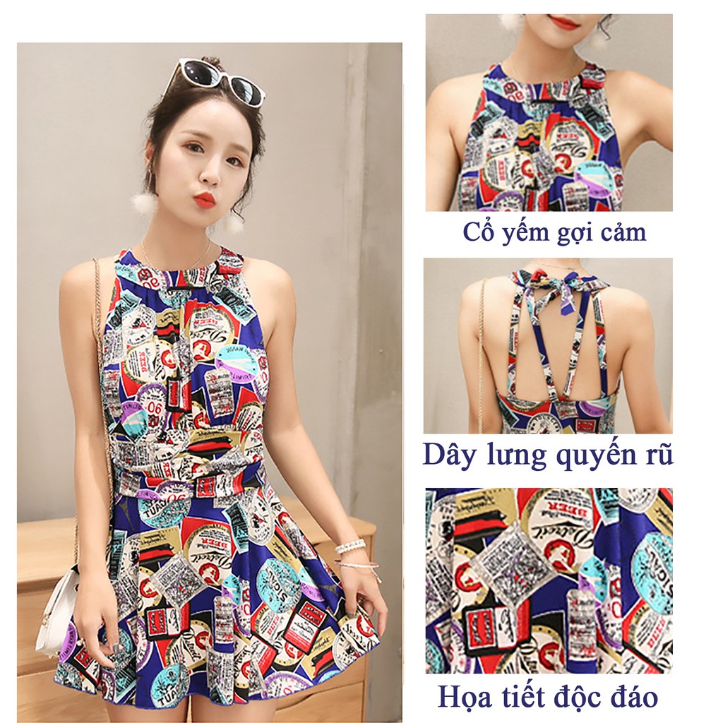 Áo tắm nữ áo bơi nữ liền mảnh giấu bụng cổ yếm buộc dây lưng trần gợi cảm MH1745 | BigBuy360 - bigbuy360.vn