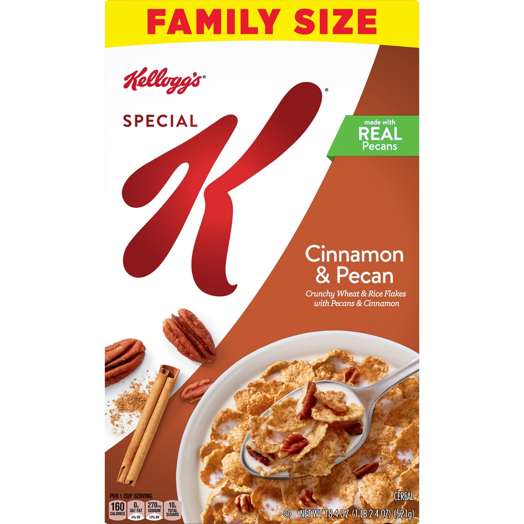 Cereal ăn sáng Kelloggs Special K quả hồ đào, quế 524gr