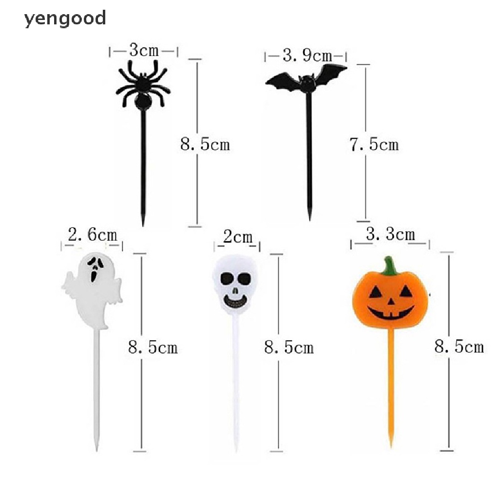 Set 10 Nĩa Ăn Tráng Miệng Họa Tiết Hoạt Hình Phong Cách Halloween Cho Bé
