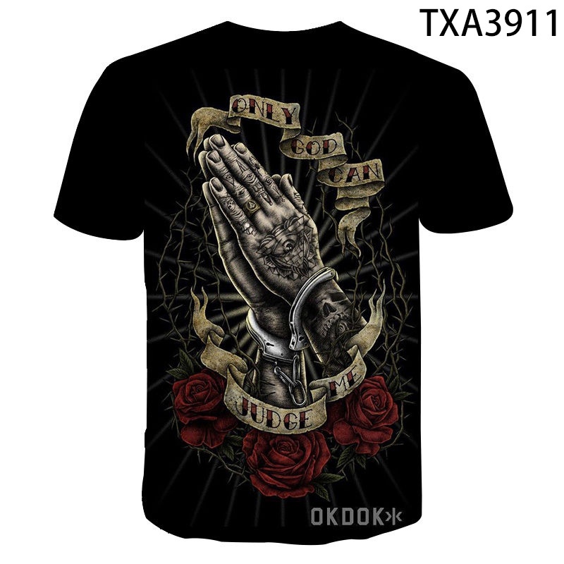 Áo Thun Ngắn Tay In Họa Tiết Chữ Thập 3D Thời Trang Mùa Hè 2022 Dành Cho Nam Nữ