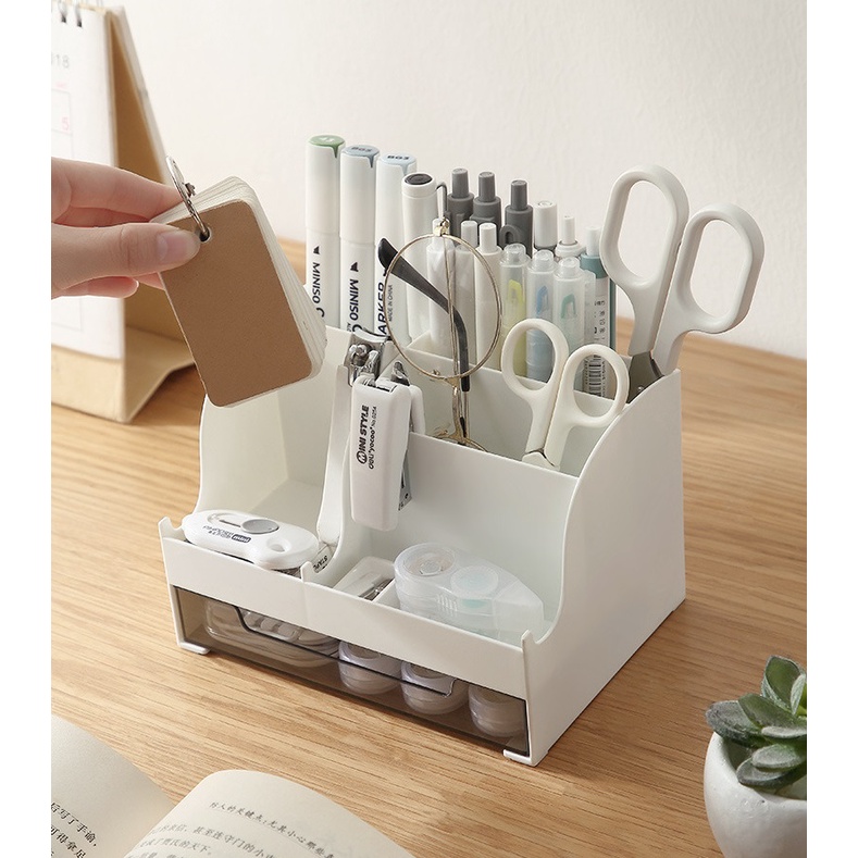 Kệ Đựng Mĩ Phẩm Mini Nhiều Ngăn Đựng Đồ Văn Phòng Tiện Dụng Thông Minh Cho Học Sinh, Sinh Viên