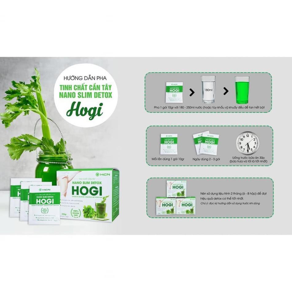 Bột cần tây Hogi sấy lạnh hộp 20 gói, hỗ trợ giảm cân, kiểm soát mỡ bụng, thanh lọc cơ thể, đẹp da, chống lão hoá