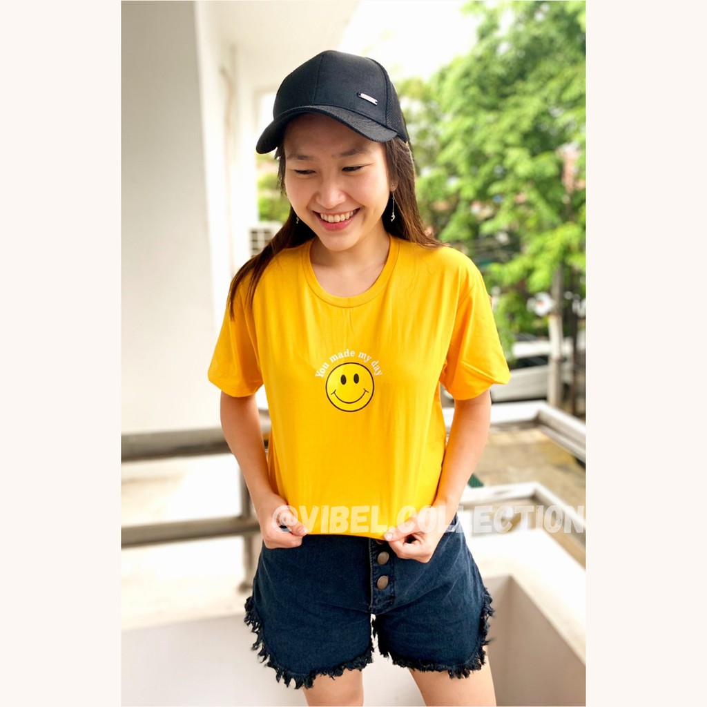 Áo Thun Đen Oversize In Chữ You Made My Day Mustard