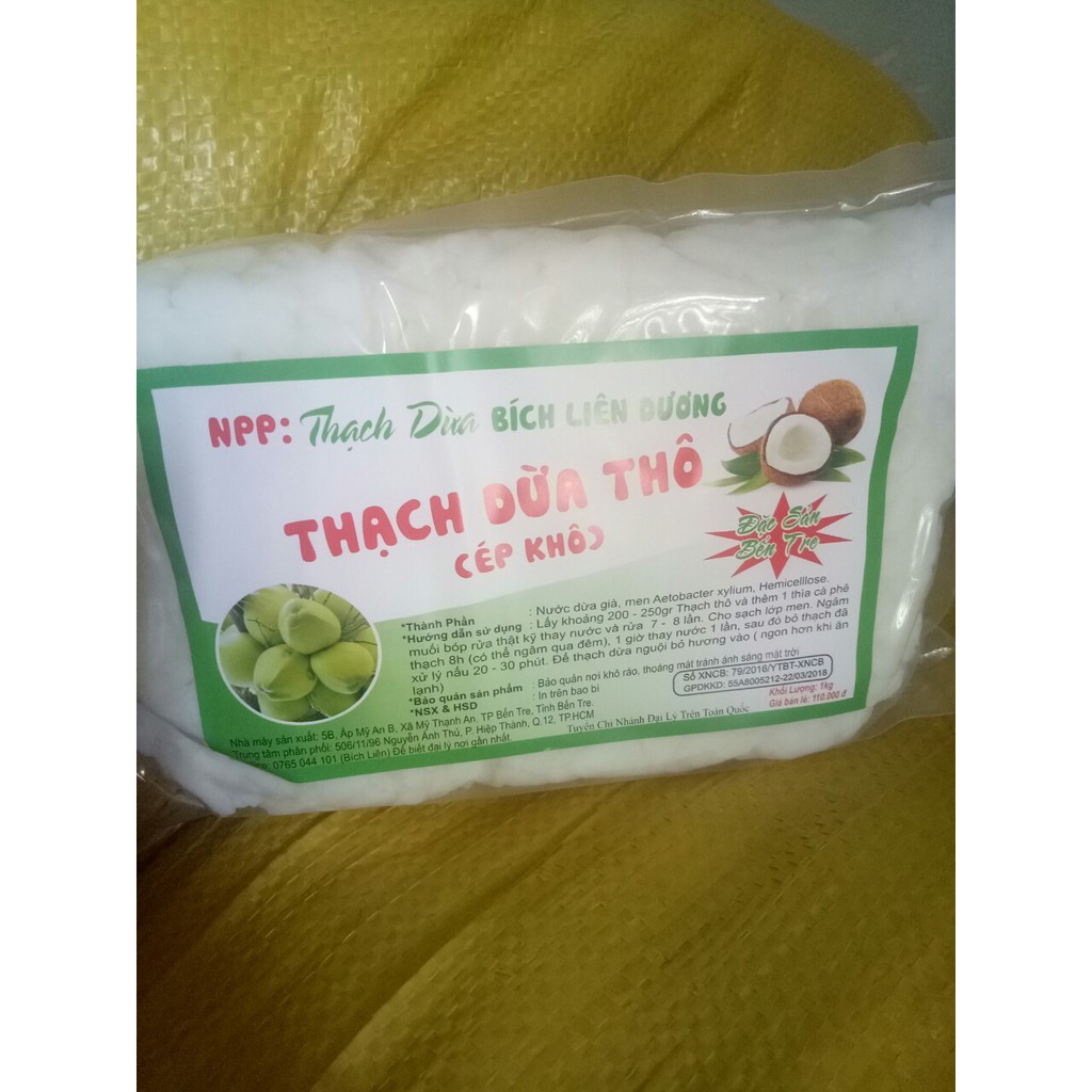 [0.5Kg] Thạch Dừa 15Ly Ép Thô (Khô) Tặng Hương Dừa Thơm