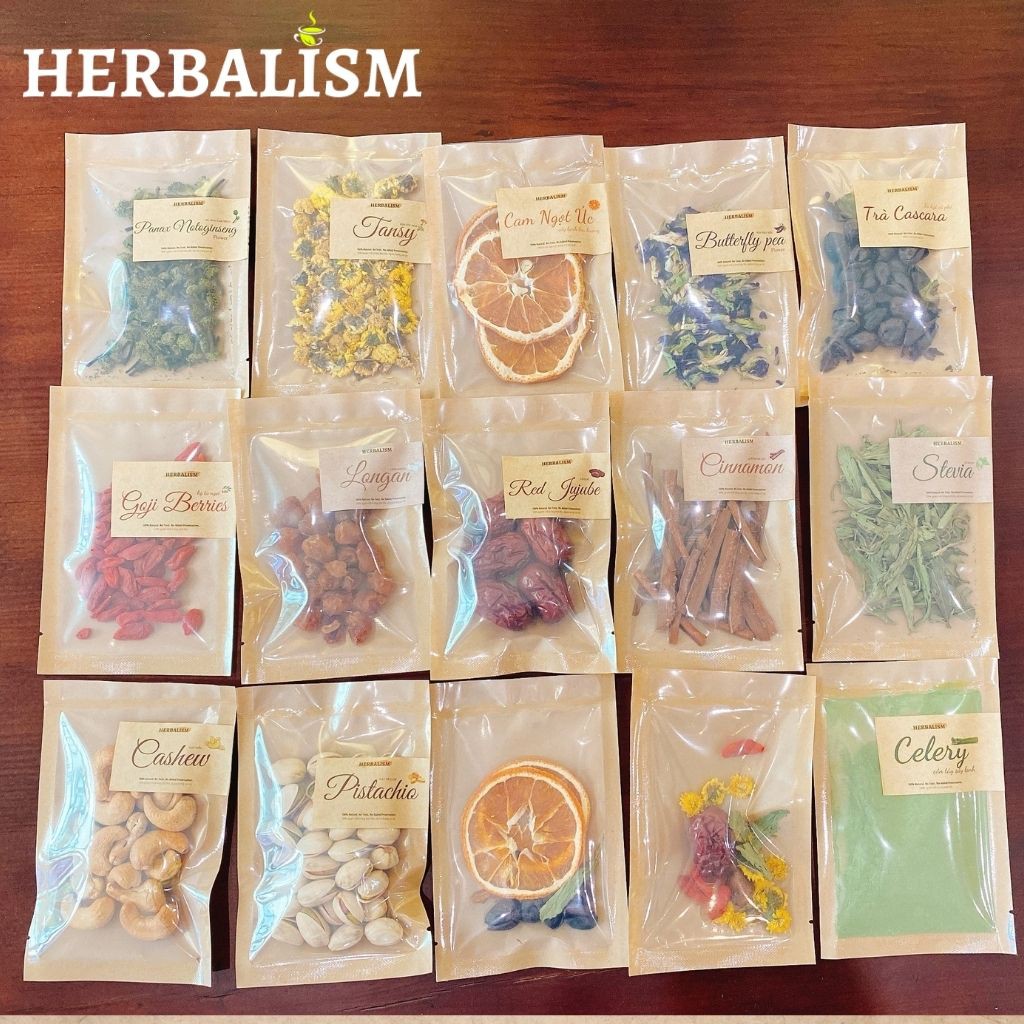 Trà hoa quả mix 1 gói nhỏ dùng thử HERBALISM| Trà Hoa Cúc, Đậu biếc, Hoa Hồng, Cascara Cam Quế, Kỷ Tử, Táo Đỏ, Long Nhãn | BigBuy360 - bigbuy360.vn