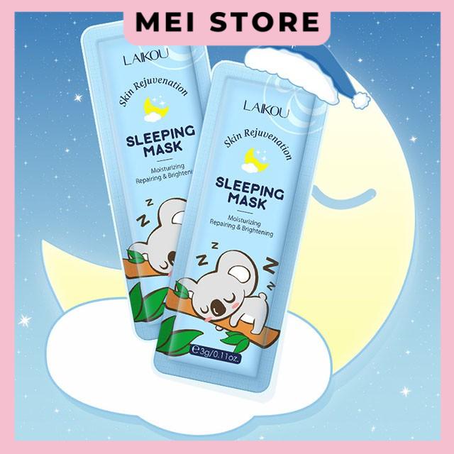 Túi 15 Gói Mặt Nạ Ngủ LAIKOU SLEEPING MASK Hình Chú Gấu Ngủ Trẻ Hóa Dưỡng Ẩm Làm Sáng Da