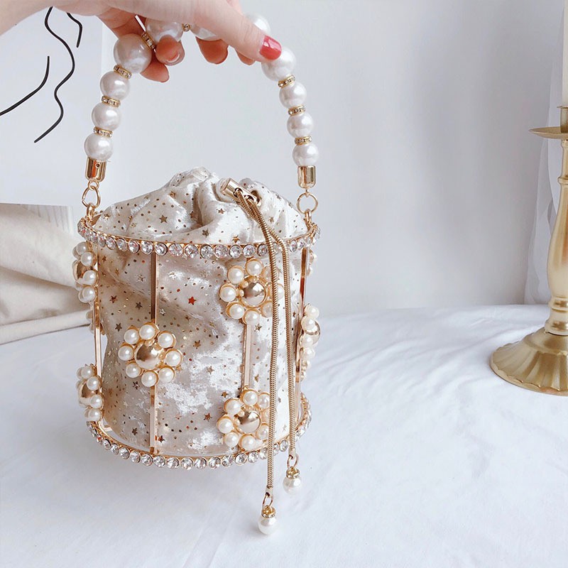 Ví dự  tiệc clutch giỏ trụ đi ăn cưới phù dâu siêu cute