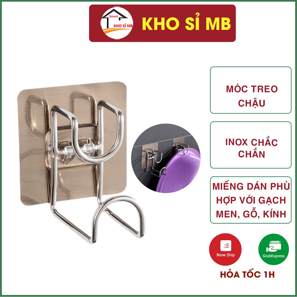 Móc treo chậu dán tường siêu dính, móc dính tường treo đồ đa năng kho sỉ mb