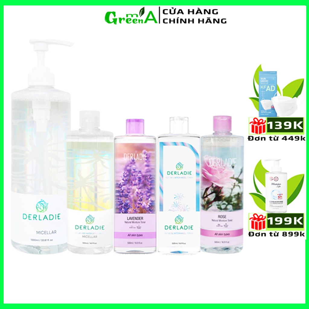 Derladie Toner Nước Hoa Hồng Cây Phỉ, Lavender, Rose Thích Hợp Mọi Loại Da [HÀNG CHÍNH HÃNG NHẬP KHẨU]