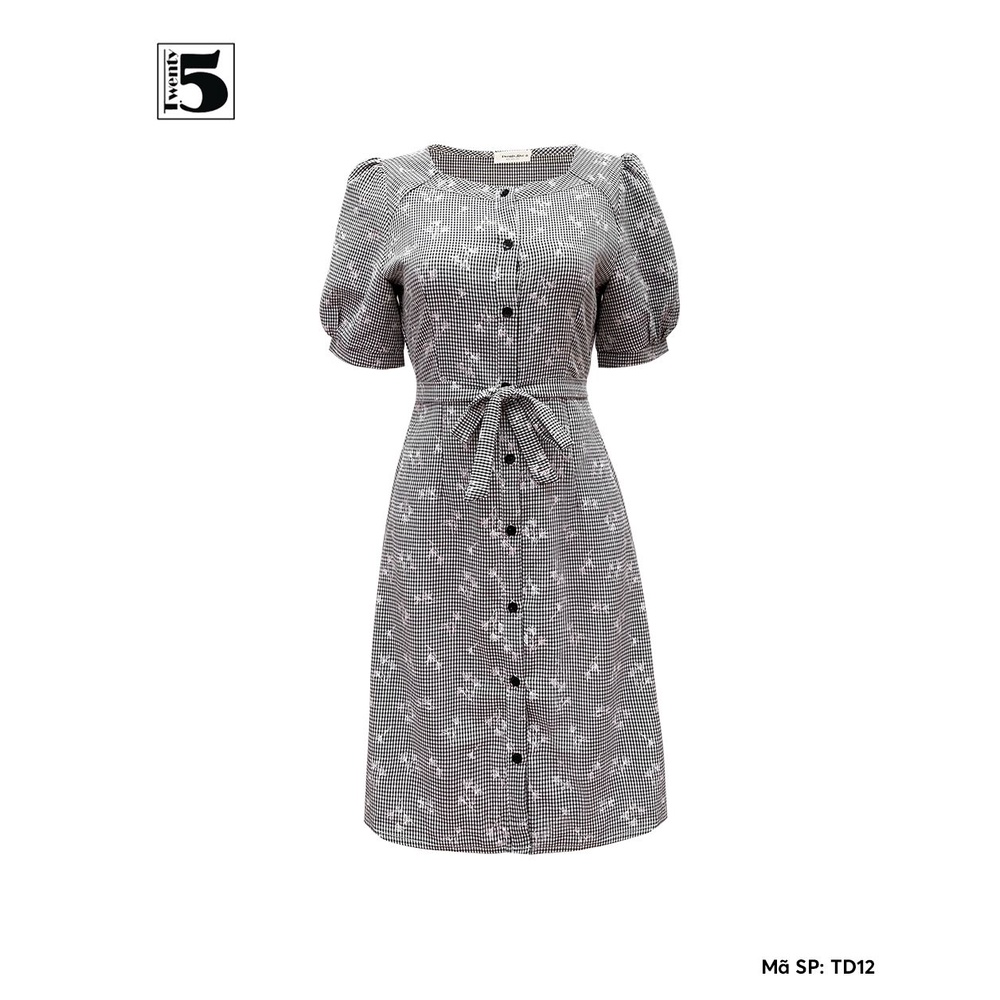 Đầm sơ mi công sở hoa nhí dây thắt eo Twentyfive TD12