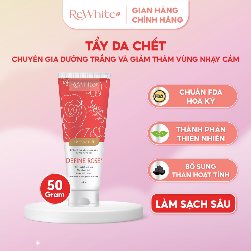 Bộ sản phẩm Gel Tẩy Tế Bào Chết REWHITEZ Define Rose Gabriella Happiness giúp dưỡng hồng vùng nhạy cảm Tuýp 50g