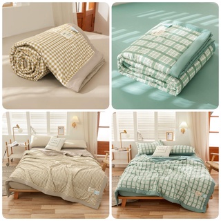 Bộ Chăn Ga Cotton Đũi Nhật Bản 4 món - Chăn trần bông hè thu