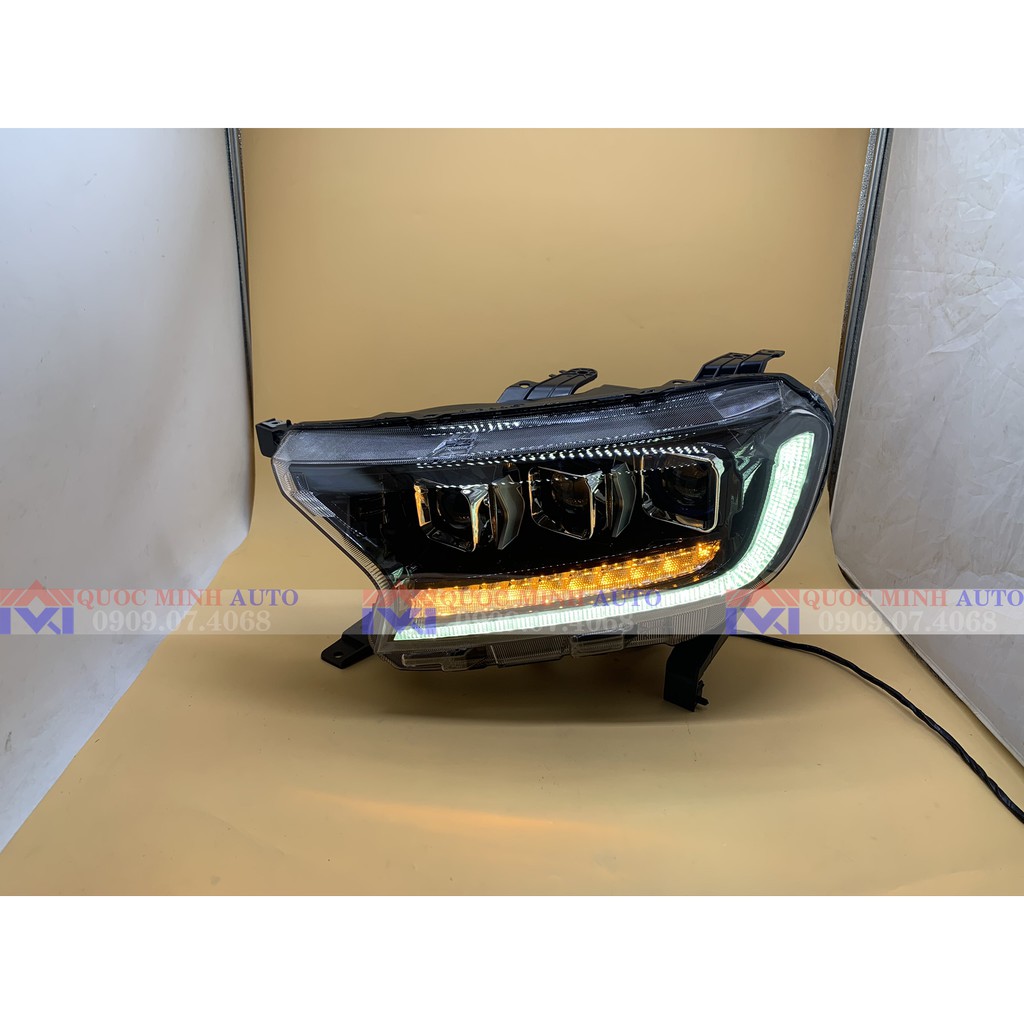 Đèn pha cho Ford Ranger, Everest 2015-2020 mẫu full led 3 gương cầu