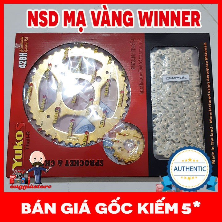 Nhông sên dĩa mạ vàng xe Winner chính hãng Yukos Thái Lan PT66