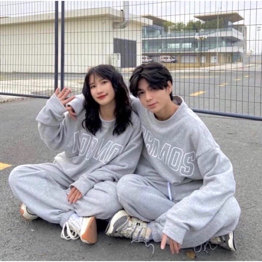 Set Nỉ Cosmos Unisex  ,Bộ đồ quần ống boom áo dài tay hoodie form rộng nam nữ Ulzzang