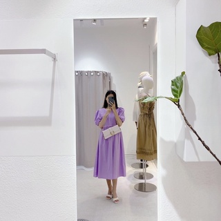Đầm midi tay phồng line ngực AfterBefore