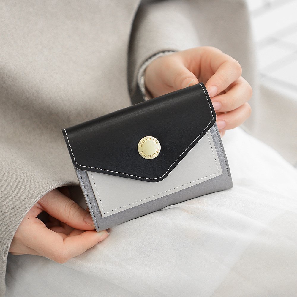 Ví nữ ngắn cầm tay gấp gọn thời trang phối màu trẻ trung nhiều ngăn tiện dụng HX164