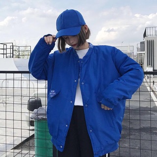 [Có Sẵn] Áo khoác bomber xanh (chần bông)