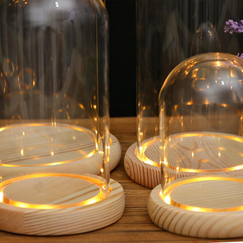 Đế gỗ lồng thủy tinh có đèn LED dùng làm quà sinh nhật tiện dụng