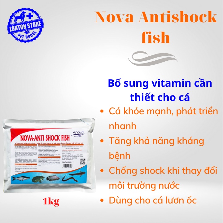 ANOVA Nova Anti-shock cá - Bổ sung dinh dưỡng giúp cá khỏe mạnh chống shock cho cá . Gói 1kg Lonton store