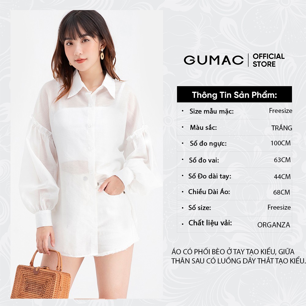 [Mã WABRGM11 giảm 10% đơn 250K] Áo sơ mi nữ phom rộng vải tơ GUMAC AB6119 | BigBuy360 - bigbuy360.vn