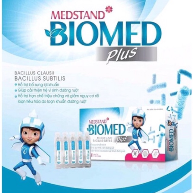 Men Vi Sinh Biomed Plus - Lợi Khuẩn, Táo Bón Cho Bé, Khó Tiêu, Rối Loạn Tiêu Hóa, Đi Ngoài - Hộp 20 Ống