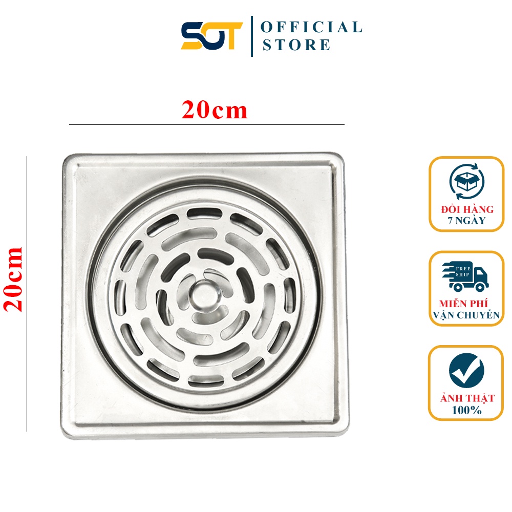Phễu sàn lọc rác hố ga kích thước 20x20cm mặt tròn inox cỡ lớn inox 201