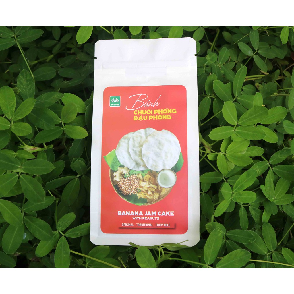 Bánh chuối phồng đậu phộng Tư Bông túi 100g - món ăn vặt truyền thống thơm ngon ít ngọt chánh gốc Đồng Tháp