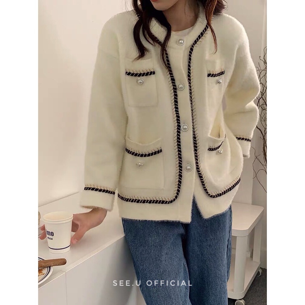 Áo Khoác Len Lông Dày Dặn Viền Thêu Mềm Mại Cá Tính - See.U Official | BigBuy360 - bigbuy360.vn
