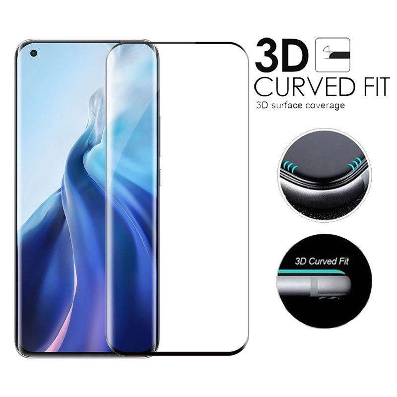 Kính cường lực bảo vệ toàn màn hình viền cong 3D cho Xiaomi Mi 12 11 10 Ultra Pro 10s Note 10 Lite Pro 4G 5G 2022