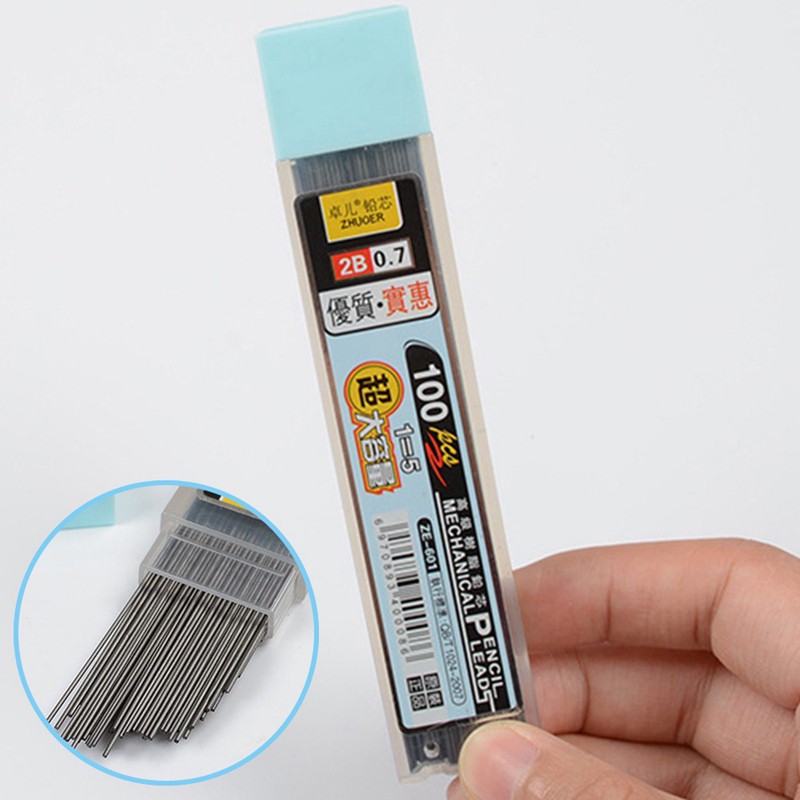 Hộp 100 chiếc ngòi bút chì kim 2B 0.5mm / 0.7mm tiện dụng chất lượng cao
