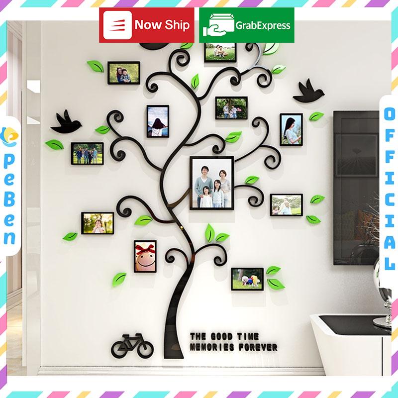 Tranh dán tường mica 3d decor khổ lớn khung dán ảnh gia đình phòng khách, phòng làm việc, phòng họp Nhiều Size - EPeBen