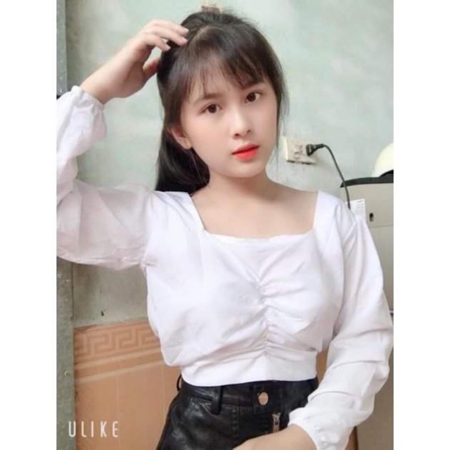 Áo kiểu voan rút ngực cổ vuông Kèm hình thật cuối