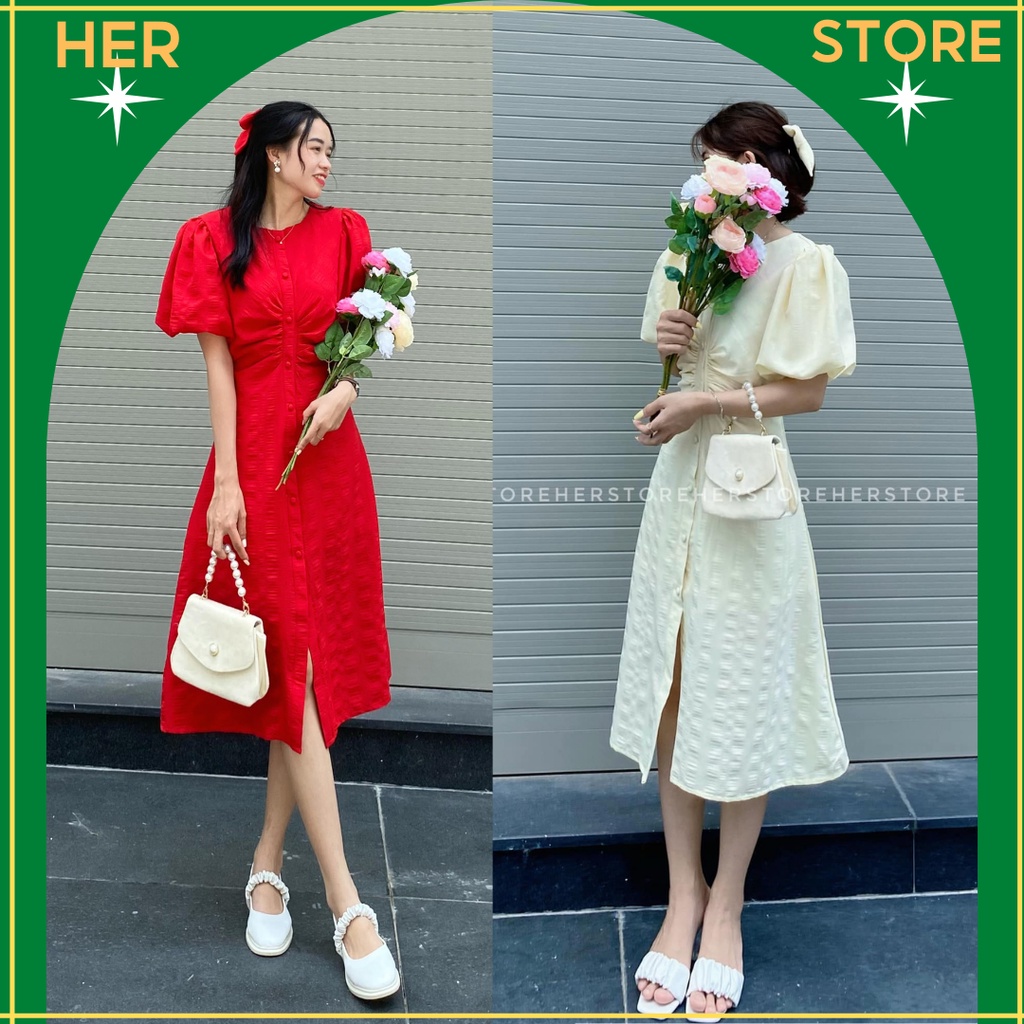 Đầm xếp ly ngực dáng xòe - Herstore