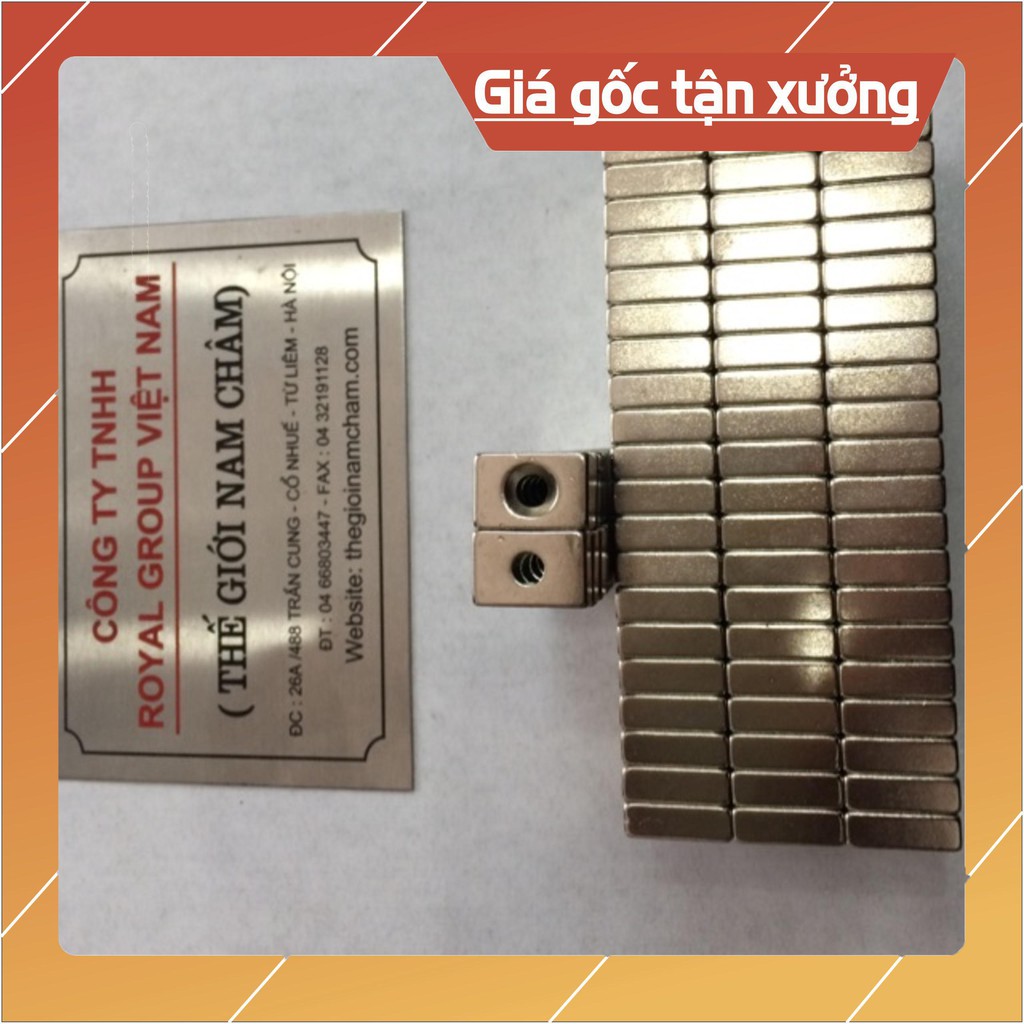 [Xả Kho] Nam châm viên 15x10x5 lỗ 4mm, loại nam châm trắng đất hiếm có lỗ bắt vít