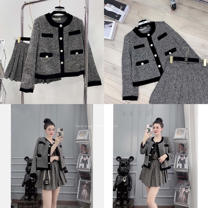 Set ÁO KHOÁC DẠ PHA VIỀN NHUNG