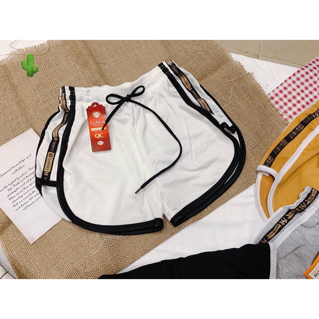 Quần thun đùi nữ viền màu chữ xinh pc