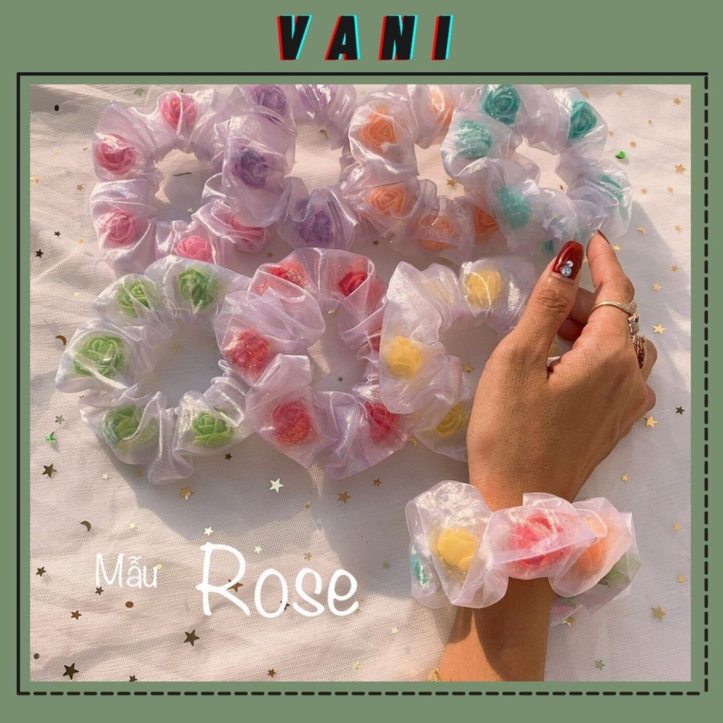 Dây Cột Tóc Von Kính Rose Nhiều Màu Rực Rỡ - VANI STORE [PKT00115]