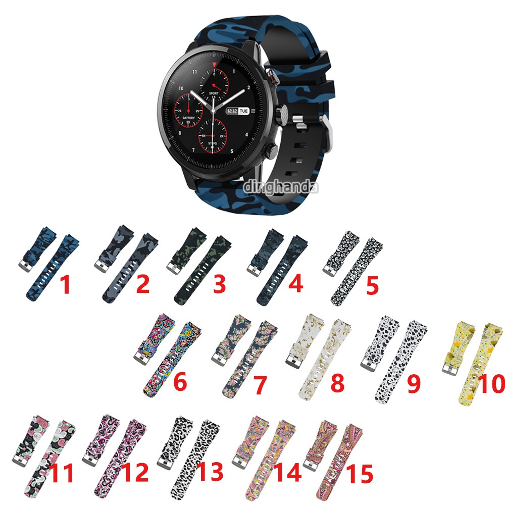 Dây silicon thay thế đồng hò thông minh đeo tay Huami Amazfit Stratos 2 2S 3họa tiết rằn ri