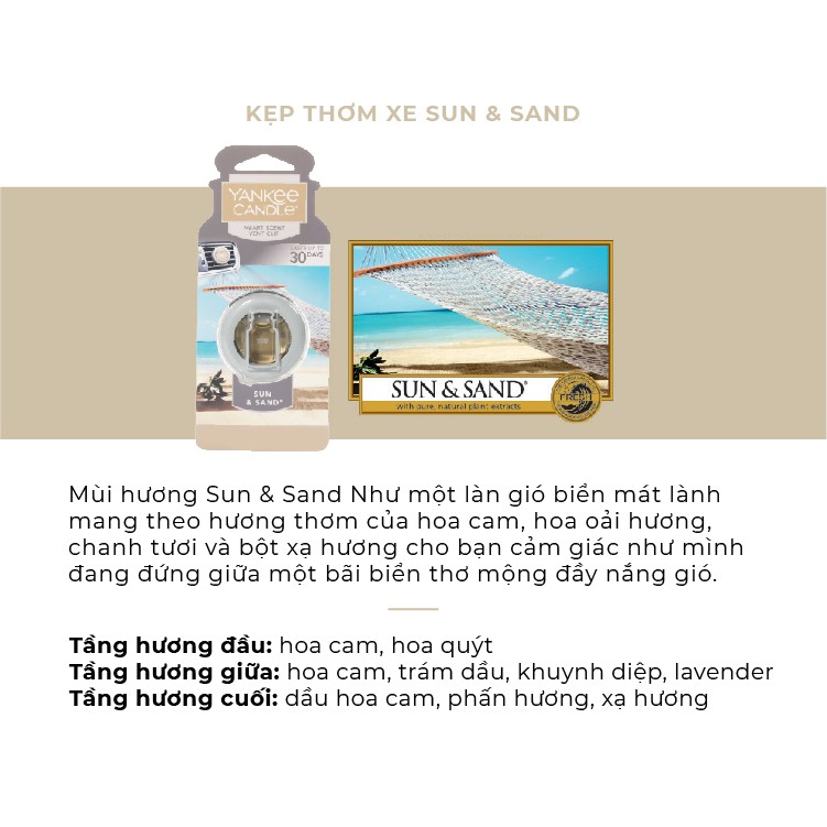 Kẹp thơm xe Yankee Candle - Sun &amp; Sand